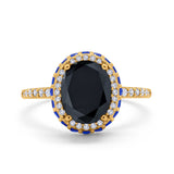 Accent Dazzling Engagement Ring Oval Simulated Cubic Zirconia 925 Sterling Silver