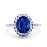 Accent Dazzling Engagement Ring Oval Simulated Cubic Zirconia 925 Sterling Silver