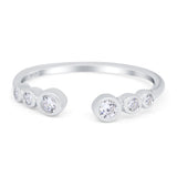 Half Eternity Ring Band Bezel Set Round Simulated Cubic Zirconia 925 Sterling Silver (4mm)