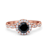 Art Deco Engagement Ring Round Simulated Cubic Zirconia 925 Sterling Silver