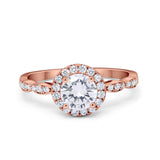 Art Deco Engagement Ring Round Simulated Cubic Zirconia 925 Sterling Silver