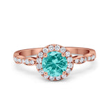 Art Deco Engagement Ring Round Simulated Cubic Zirconia 925 Sterling Silver