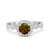 Art Deco Engagement Ring Round Simulated Cubic Zirconia 925 Sterling Silver