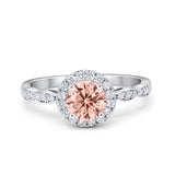 Art Deco Engagement Ring Round Simulated Cubic Zirconia 925 Sterling Silver