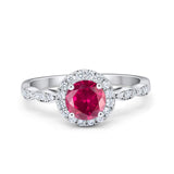 Art Deco Engagement Ring Round Simulated Cubic Zirconia 925 Sterling Silver