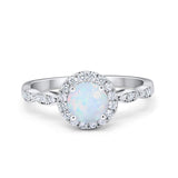 Art Deco Engagement Ring Round Simulated Cubic Zirconia 925 Sterling Silver