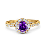 Art Deco Engagement Ring Round Simulated Cubic Zirconia 925 Sterling Silver