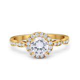 Art Deco Engagement Ring Round Simulated Cubic Zirconia 925 Sterling Silver