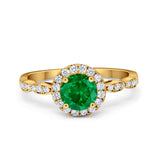 Art Deco Engagement Ring Round Simulated Cubic Zirconia 925 Sterling Silver