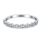 Half Eternity Marquise Wedding Band Simulated Cubic Zirconia 925 Sterling Silver