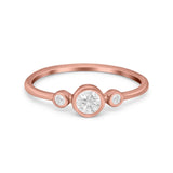 Three Stone Bezel Thumb Ring Band Simulated Cubic Zirconia 925 Sterling Silver
