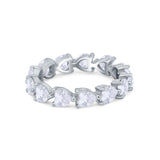 Eternity Stackable Wedding Bridal Ring Heart Simulated CZ 925 Sterling Silver