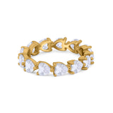 Eternity Stackable Wedding Bridal Ring Heart Simulated CZ 925 Sterling Silver