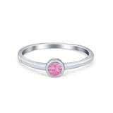 Petite Dainty Wedding Ring Bezel Simulated Cubic Zirconia 925 Sterling Silver