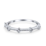 Art Deco Wedding Band Eternity Ring Round Simulated CZ 925 Sterling Silver