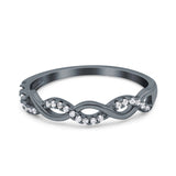 Half Eternity Infinity Twist Band Simulated Cubic Zirconia 925 Sterling Silver