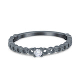 Petite Dainty Band Round Thumb Ring Wedding Band Simulated Cubic Zirconia 925 Sterling Silver