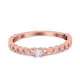 Petite Dainty Band Round Thumb Ring Wedding Band Simulated Cubic Zirconia 925 Sterling Silver