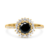 Halo Art Deco Wedding Bridal Ring Round Simulated Cubic Zirconia 925 Sterling Silver