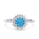Halo Art Deco Wedding Bridal Ring Round Simulated Cubic Zirconia 925 Sterling Silver