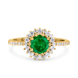 Halo Art Deco Wedding Bridal Ring Round Simulated Cubic Zirconia 925 Sterling Silver
