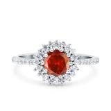 Halo Art Deco Wedding Bridal Ring Round Simulated Cubic Zirconia 925 Sterling Silver
