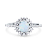 Halo Art Deco Wedding Bridal Ring Round Simulated Cubic Zirconia 925 Sterling Silver