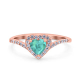 Halo Heart Art Deco Wedding Bridal Ring Round Simulated Cubic Zirconia 925 Sterling Silver