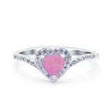 Halo Heart Art Deco Wedding Bridal Ring Round Simulated Cubic Zirconia 925 Sterling Silver
