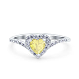 Halo Heart Art Deco Wedding Bridal Ring Round Simulated Cubic Zirconia 925 Sterling Silver