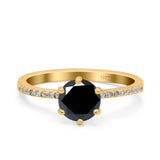 Art Deco Wedding Engagement Bridal Ring Round Simulated Cubic Zirconia 925 Sterling Silver