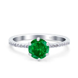 Art Deco Wedding Engagement Bridal Ring Round Simulated Cubic Zirconia 925 Sterling Silver