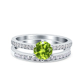 Two Piece Art Deco Wedding Engagement Bridal Ring Round Simulated Cubic Zirconia 925 Sterling Silver