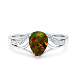 Teardrop Dainty Art Deco Pear Wedding Engagement Bridal Ring Round Simulated Cubic Zirconia 925 Sterling Silver