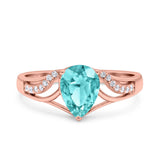 Teardrop Dainty Art Deco Pear Wedding Engagement Bridal Ring Round Simulated Cubic Zirconia 925 Sterling Silver