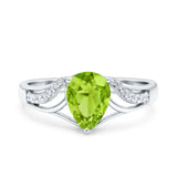 Teardrop Dainty Art Deco Pear Wedding Engagement Bridal Ring Round Simulated Cubic Zirconia 925 Sterling Silver