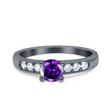 Art Deco Wedding Engagement Bridal Ring Round Simulated Cubic Zirconia 925 Sterling Silver