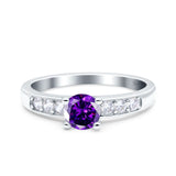 Art Deco Wedding Engagement Bridal Ring Round Simulated Cubic Zirconia 925 Sterling Silver