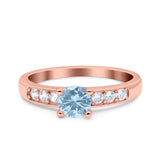 Art Deco Wedding Engagement Bridal Ring Round Simulated Cubic Zirconia 925 Sterling Silver