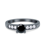 Art Deco Wedding Engagement Bridal Ring Round Simulated Cubic Zirconia 925 Sterling Silver