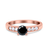 Art Deco Wedding Engagement Bridal Ring Round Simulated Cubic Zirconia 925 Sterling Silver