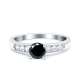 Art Deco Wedding Engagement Bridal Ring Round Simulated Cubic Zirconia 925 Sterling Silver