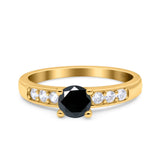 Art Deco Wedding Engagement Bridal Ring Round Simulated Cubic Zirconia 925 Sterling Silver