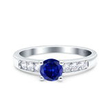 Art Deco Wedding Engagement Bridal Ring Round Simulated Cubic Zirconia 925 Sterling Silver
