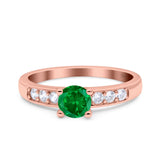Art Deco Wedding Engagement Bridal Ring Round Simulated Cubic Zirconia 925 Sterling Silver