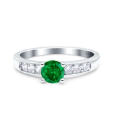 Art Deco Wedding Engagement Bridal Ring Round Simulated Cubic Zirconia 925 Sterling Silver