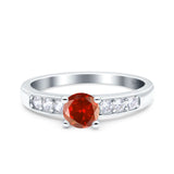 Art Deco Wedding Engagement Bridal Ring Round Simulated Cubic Zirconia 925 Sterling Silver