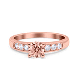 Art Deco Wedding Engagement Bridal Ring Round Simulated Cubic Zirconia 925 Sterling Silver