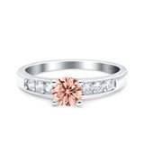 Art Deco Wedding Engagement Bridal Ring Round Simulated Cubic Zirconia 925 Sterling Silver