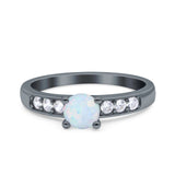 Art Deco Wedding Engagement Bridal Ring Round Simulated Cubic Zirconia 925 Sterling Silver